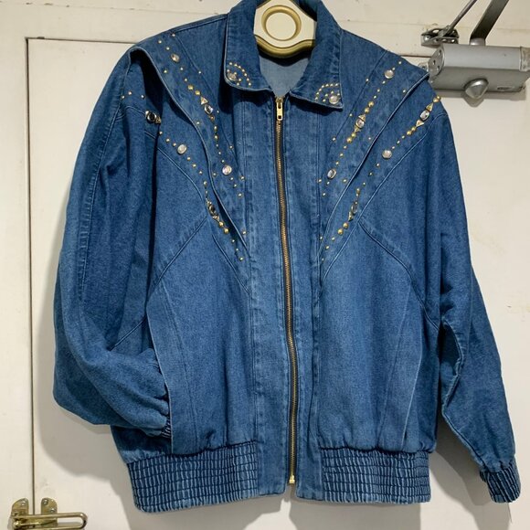VINTAGE MASS PARIS NEW YORK STUDS DENIM JACKETS SIZE M - Picture 5 of 11